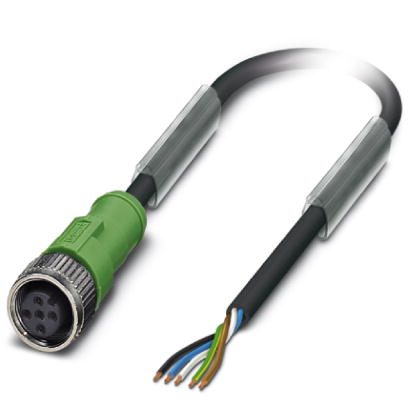 Phoenix Contact M12 Cordset; SAC-5P- 5.0-PUR/M12FS; Female Straight; 5-Pin; 5-Wire; 5m PUR Cable